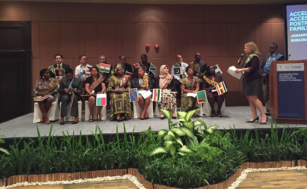 Participants on stage at the 2016 International Conference on Family Planning in Indonesia.