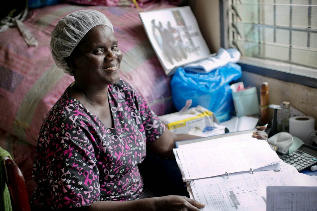 Midwife at Clara Town Government Clinic in Monrovia, Liberia.