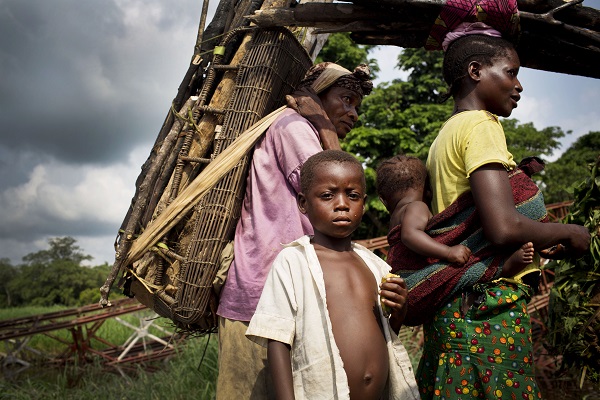 children with their family in DR Congo