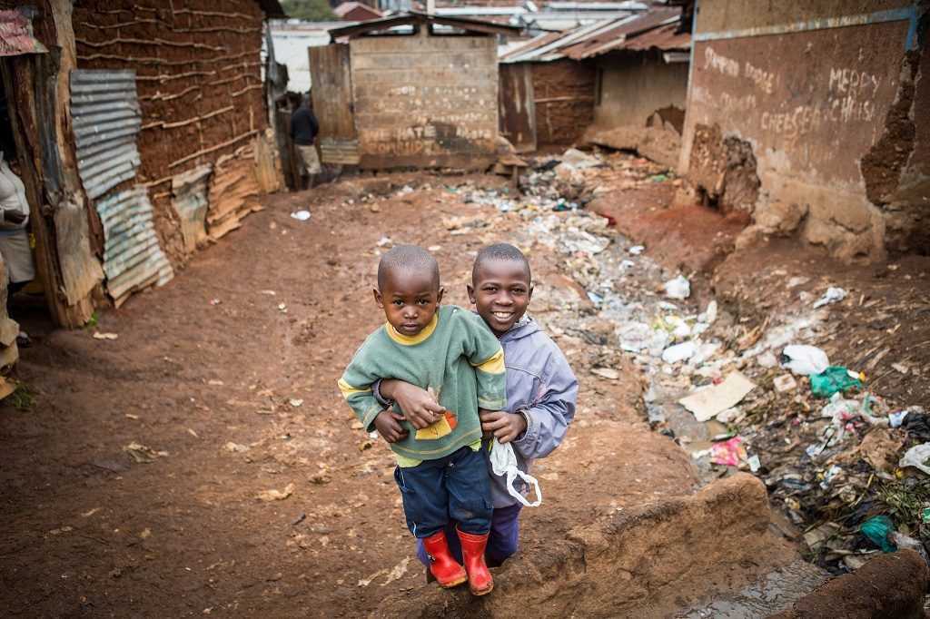 Children in urban slums in Nairobi, Kenya