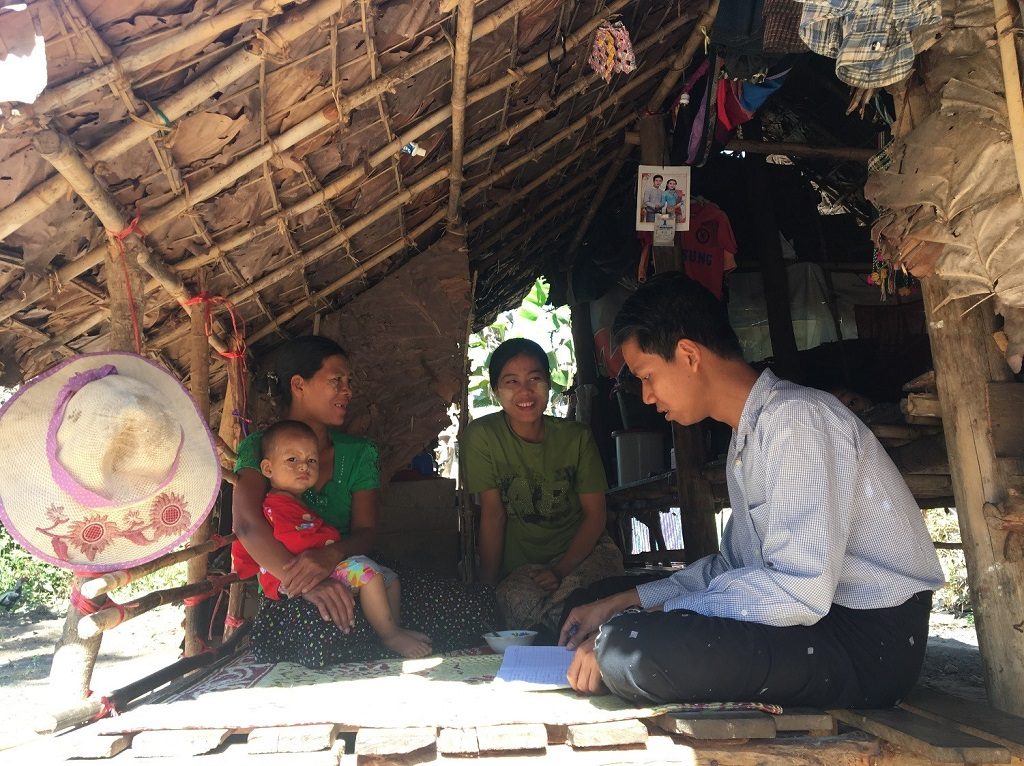 Daw Yin Yin Myo speaks with Ma Linn Lat Htun, and Dr. Thu Naing at her home